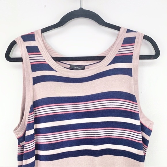 Halogen Stripe Crew Neck Knit Tank Top Size L - Picture 6 of 11